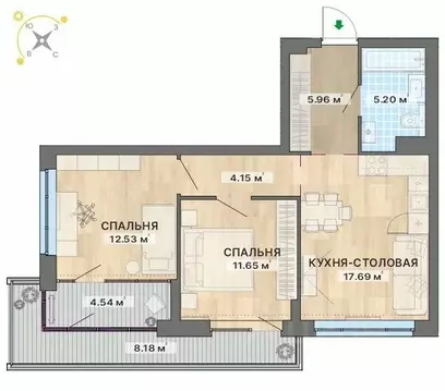 2-к кв. Свердловская область, Екатеринбург пер. Ударников, 33 (69.9 м)