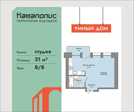 Студия Пермский край, Пермь ул. Дзержинского, 31Б (31.0 м)