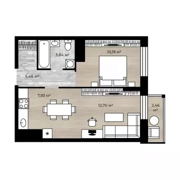 2-к кв. Ярославская область, Ярославль Аэропарк жилой комплекс (41.37 ...