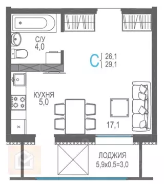 Студия Крым, Евпатория просп. Ленина, 68к20 (32.0 м)