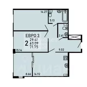 2-к кв. Липецкая область, Липецк Студеновская ул., 23Б (71.75 м)