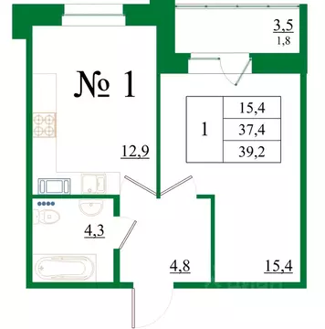 1-к кв. Ленинградская область, Гатчина Красносельское ш., 4А (39.2 м)
