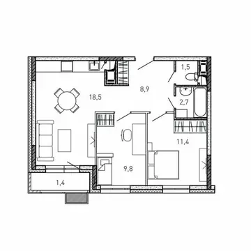 2-комнатная квартира: Балашиха, улица Твардовского, вл36к4 (54.2 м)