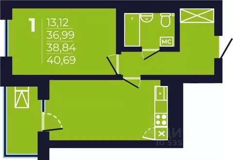 1-к кв. Башкортостан, Уфа ул. Майора Доставалова, 7 (38.5 м)