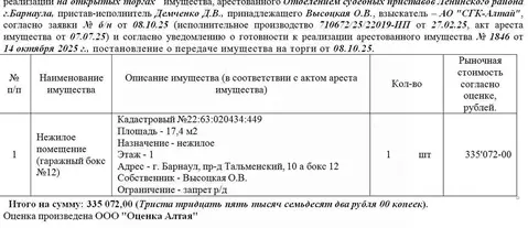 Гараж в Алтайский край, Барнаул Восточный мкр, проезд Тальменский, 10А ...