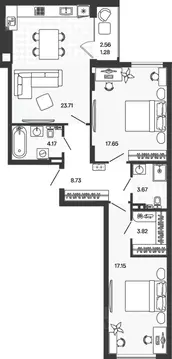 2-к кв. Калининградская область, Гурьевский муниципальный округ, пос. ...