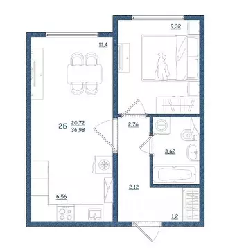 2-к кв. Тверская область, Тверь ул. Левитана, 95А (37.0 м)