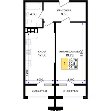 1-к кв. Краснодарский край, Новороссийск 5-я Бригада мкр,  (54.16 м)
