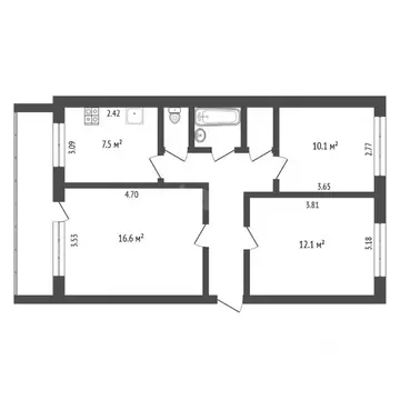 3-к кв. Калужская область, Калуга ул. Первых Коммунаров, 14 (60.0 м)