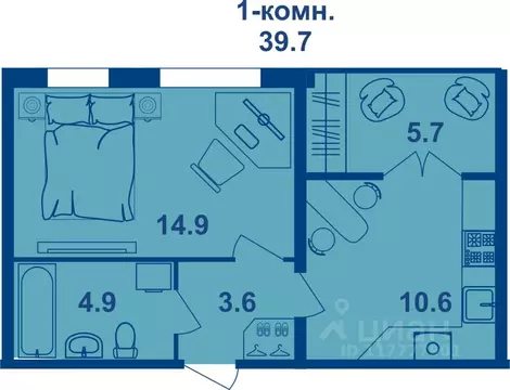 1-к кв. Костромская область, Кострома Магистральная ул., 71 (39.7 м)