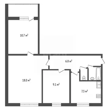 3-к кв. Вологодская область, Череповец Олимпийская ул., 3 (55.2 м)