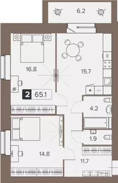 2-к кв. Брянская область, Брянск пер. 22-го съезда КПСС, 63 (68.6 м)