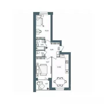 2-к кв. Ярославская область, Ярославль пос. Павловский, Волга-Лайф ...