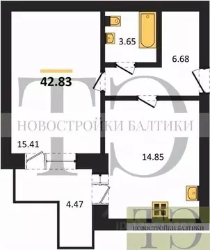 1-к кв. Калининградская область, Калининград ул. Героя России ...