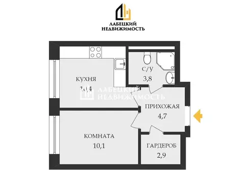 1-комнатная квартира: деревня Калиновка, ЖК Новое Видное, 16.2 (31.9 ...