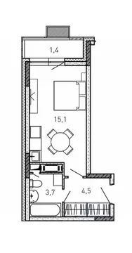 Студия Московская область, Балашиха ул. Твардовского, вл36к4 (24.7 м)