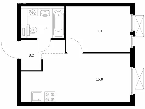 1-комнатная квартира: Котельники, микрорайон Белая Дача, 29 (31.7 м)