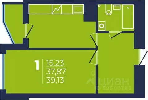 1-к кв. Башкортостан, Уфа ул. Майора Доставалова, 1 (39.13 м)