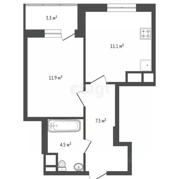 1-к кв. Тюменская область, Тюмень Интернациональная ул., 197В (34.5 м)