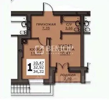 1-к кв. Ивановская область, Иваново ул. Чайковского, 40 (34.32 м)