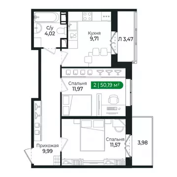 2-к кв. Ленинградская область, Сертолово Всеволожский район, ...