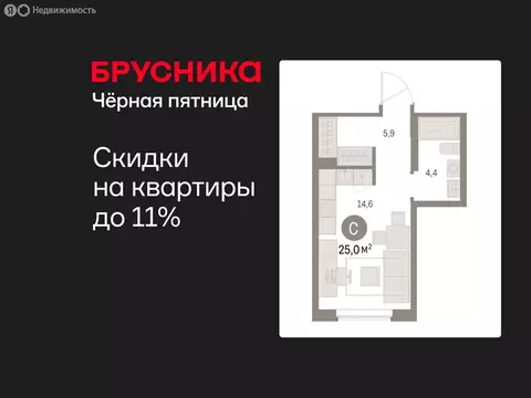 Квартира-студия: Курган, жилой район Центральный, ЖК Дом Кино (25.01 ...