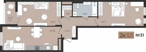2-к кв. Калининградская область, Калининград Мой Город жилой комплекс ...