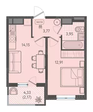 1-к кв. Краснодарский край, Краснодар Теплые Края жилой комплекс ...