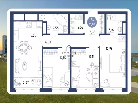 3-к кв. Рязанская область, Рязанский муниципальный округ, с. Дядьково ...