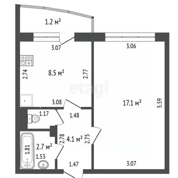 1-к кв. Чувашия, Чебоксары просп. Геннадия Айги, 16 (33.3 м)