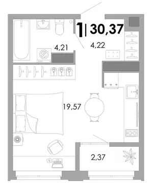 1-к кв. Владимирская область, Владимир Уно жилой комплекс (30.37 м)