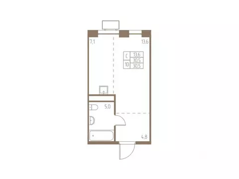 Студия Московская область, Пушкино Фабрикант жилой комплекс, 1 (30.5 ...