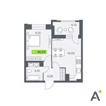 1-к кв. Ленинградская область, Всеволожский район, Заневское городское ...