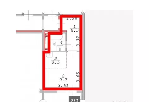 Студия Новосибирская область, Новосибирск ул. Одоевского, 1/8 (21.4 м)