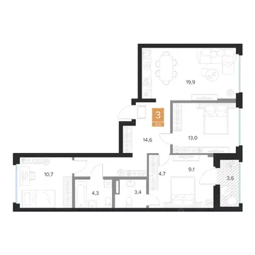 3-к кв. Курская область, Курск Парковый квартал Чувства жилой комплекс ...