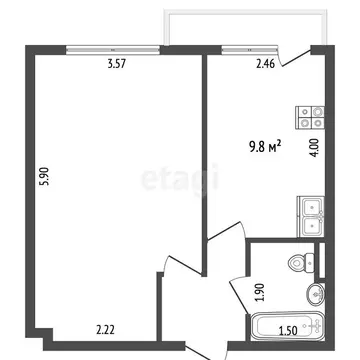 1-комнатная квартира: Челябинск, улица Академика Макеева, 7 (40.4 м)