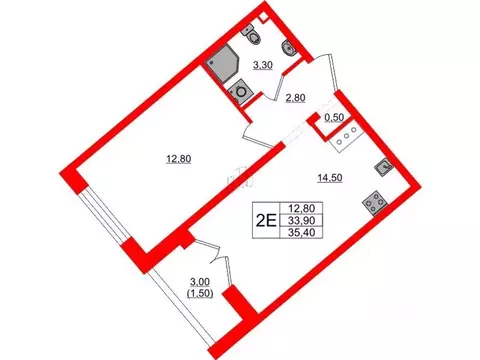 1-к кв. Санкт-Петербург дор. Муринская, 8к2 (35.4 м)