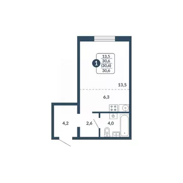 Студия Кировская область, Киров Скандинавия жилой комплекс (30.6 м)