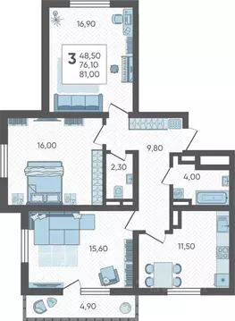 3-к кв. Краснодарский край, Сочи городской округ Горный Квартал жилой ...