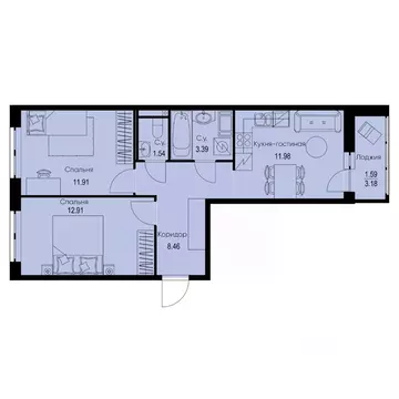 2-к кв. Ленинградская область, Всеволожский район, Заневское городское ...