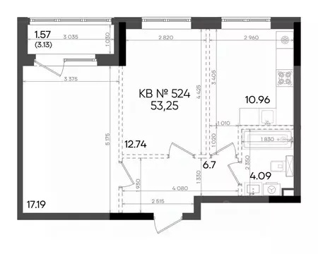 2-к кв. Татарстан, Казань ул. Аделя Кутуя, 180 (53.25 м)