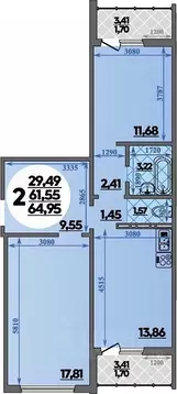 2-к кв. Ростовская область, Ростов-на-Дону ул. Костенко, 12 (64.95 м)