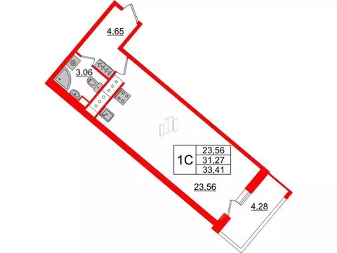 Студия Санкт-Петербург Дальневосточный просп., 23 (31.2 м)