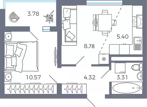 1-к кв. Самарская область, Волжский район, Лопатино с/пос, пос. ...