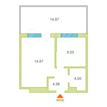 1-комнатная квартира: Тюмень, Лесопарковая улица, 1к1 (49.1 м)