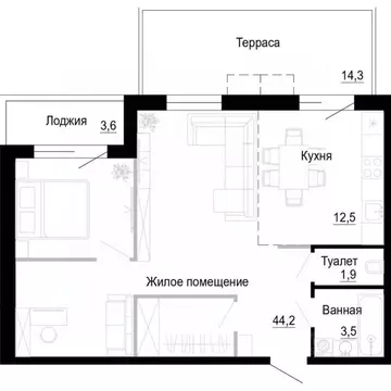 1-к кв. Приморский край, Владивосток ул. Бринера (62.1 м)