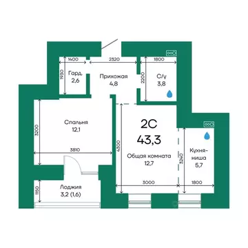 2-к кв. Алтайский край, Барнаул Просторная ул., 390к2 (43.3 м)
