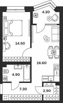 1-к кв. Тульская область, Тула ул. Михеева (50.4 м)