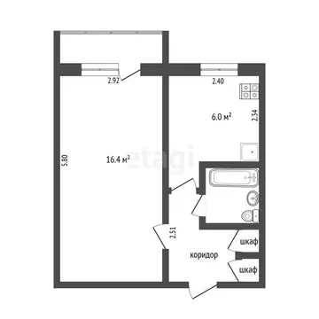 1-комнатная квартира: Тюмень, улица Мельникайте, 48 (30 м)