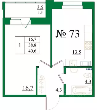1-к кв. Ленинградская область, Гатчина Красносельское ш., 4А (40.6 м)